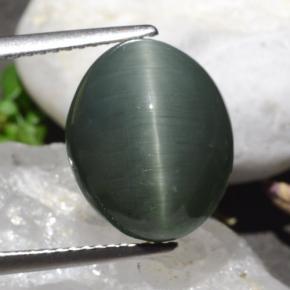 Quarzo Occhio di Gatto Grigio medio naturale da 9.50 ct, Taglio ovale, Opaco