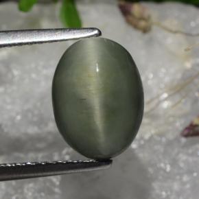 Quarzo Occhio di Gatto Verde naturale da 2.86 ct, Taglio ovale, Opaco