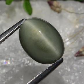 Quarzo Occhio di Gatto Verde naturale da 2.86 ct, Taglio ovale, Opaco
