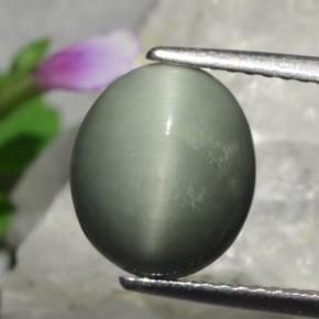 Quartz cat's eye naturale verde da 3,01 ct, taglio ovale, opaco