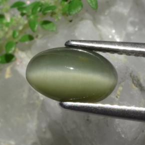 Quarzo Occhio di Gatto Verde naturale da 1.90 ct, Taglio ovale, Opaco