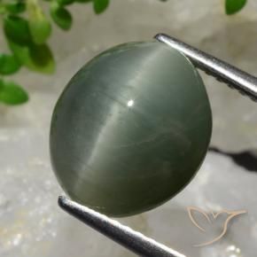Quarzo Occhio di Gatto Grigio medio naturale da 6.98 ct, Ovale, Opaco