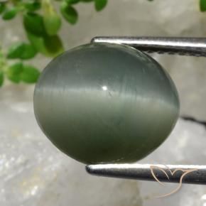 Quarzo Occhio di Gatto Grigio medio naturale da 6.98 ct, Ovale, Opaco