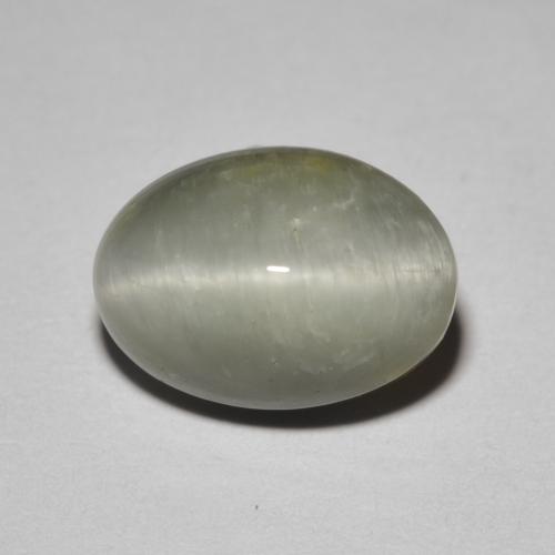 Quarzo Occhio di Gatto Grigio verdastro pallido naturale da 3.65 ct, Taglio ovale, Opaco