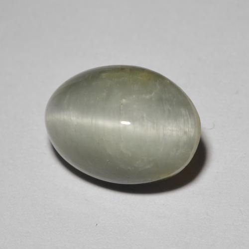 Quarzo Occhio di Gatto Grigio verdastro pallido naturale da 3.65 ct, Taglio ovale, Opaco