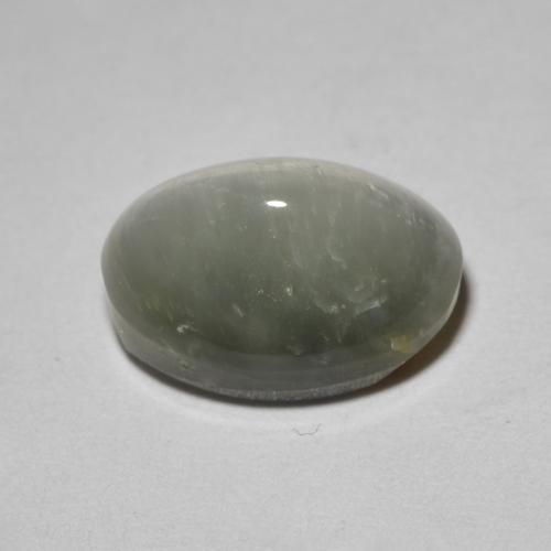 Quarzo Occhio di Gatto Grigio verdastro pallido naturale da 3.65 ct, Taglio ovale, Opaco
