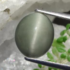 Quarzo Occhio di Gatto Verde naturale da 3.68 ct, Taglio ovale, Opaco