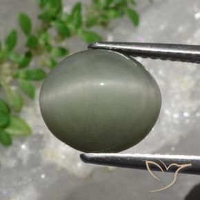 Quarzo Occhio di Gatto Grigio verde naturale da 4.44 ct, Ovale, Opaco