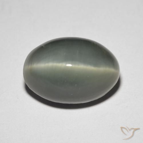 4.76ct Naturale grigio verdastro Quarzo effetto occhio di gatto, Ovale, Opaco