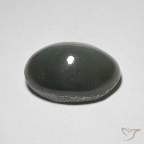 Quarzo Occhio di Gatto grigio verdastro naturale da 4.76 ct, Ovale, Opaco