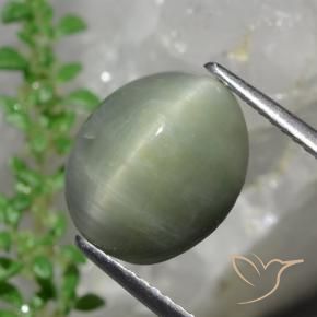 Quarzo Occhio di Gatto Verde medio naturale da 6.13 ct, Ovale, Opaco