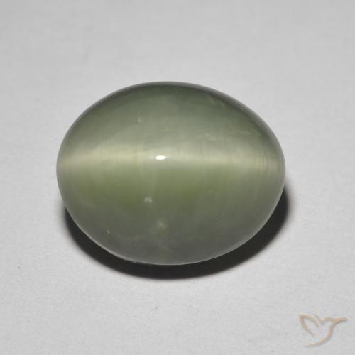 Quartz cat's eye naturale verde da 5,26 ct, taglio ovale, opaco