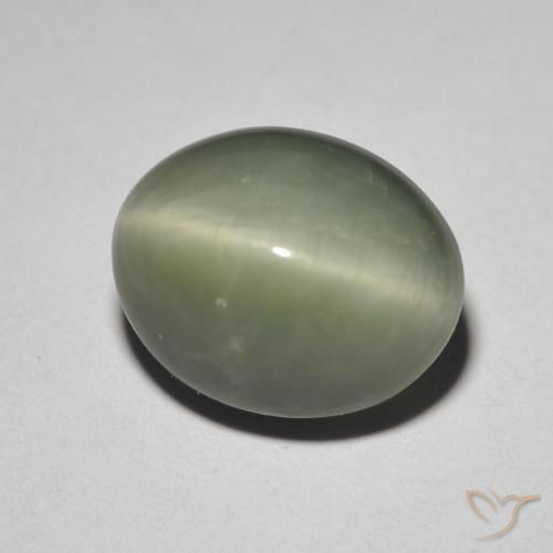 Quartz cat's eye naturale verde da 5,26 ct, taglio ovale, opaco