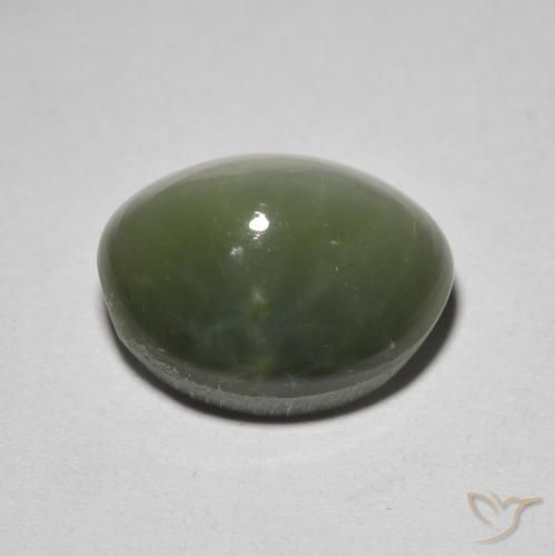 Quartz cat's eye naturale verde da 5,26 ct, taglio ovale, opaco