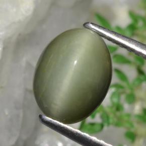 Quarzo Occhio di Gatto Verde naturale da 1.90 ct, Taglio ovale, Opaco