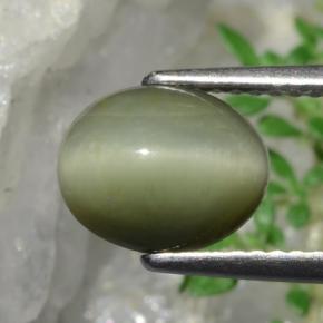 Quarzo Occhio di Gatto Verde naturale da 1.90 ct, Taglio ovale, Opaco