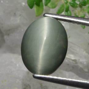 Quarzo Occhio di Gatto Verde naturale da 3.82 ct, Taglio ovale, Opaco