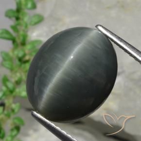 Quarzo Occhio di Gatto Grigio scuro naturale da 8.57 ct, Taglio ovale, Opaco