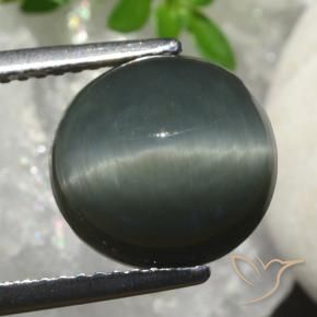 Quarzo Occhio di Gatto Grigio scuro naturale da 6.82 ct, Ovale, Opaco