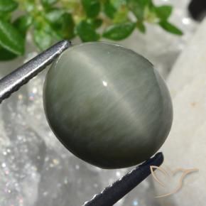 Quarzo Occhio di Gatto Grigio medio naturale da 4.18 ct, Ovale, Opaco