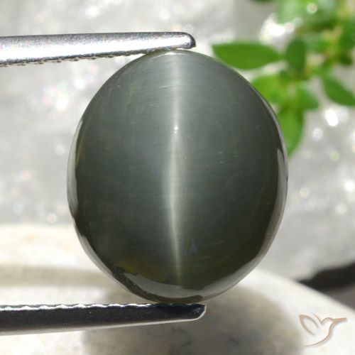 7.44ct Naturale Grigio medio Quarzo effetto occhio di gatto, Ovale, Opaco