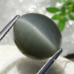 Quarzo Occhio di Gatto Grigio medio naturale da 7.44 ct, Ovale, Opaco