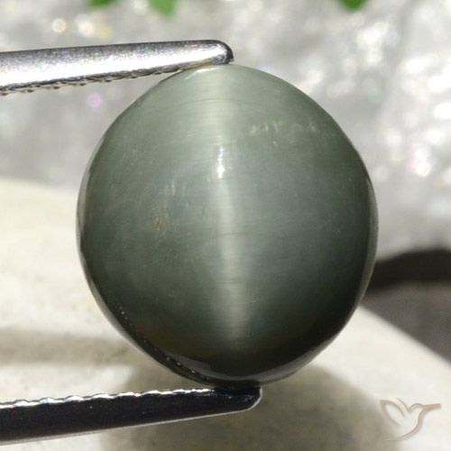 4.86ct Naturale grigio verdastro Quarzo effetto occhio di gatto, Ovale, Opaco