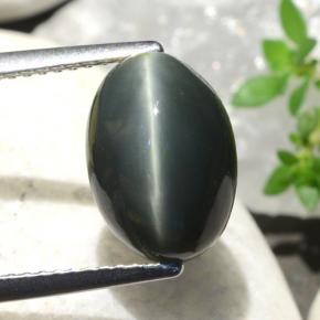 Quartz cat's eye naturale verde da 5,06 ct, taglio ovale, opaco