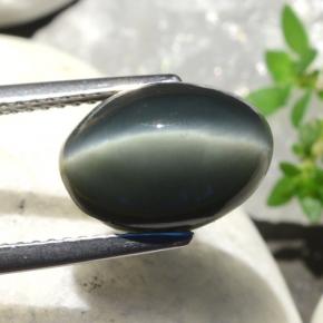 Quartz cat's eye naturale verde da 5,06 ct, taglio ovale, opaco