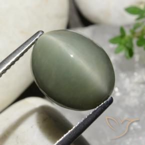 Quarzo Occhio di Gatto Verde medio naturale da 7.32 ct, Ovale, Opaco