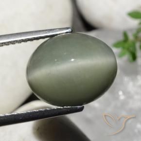 Quarzo Occhio di Gatto Verde medio naturale da 7.32 ct, Ovale, Opaco