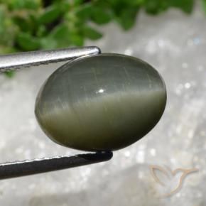 Quarzo Occhio di Gatto Verde medio naturale da 5.98 ct, Ovale, Opaco