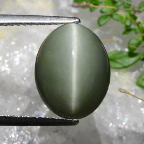 Quarzo Occhio di Gatto Verde grigiastro naturale da 6.74 ct, Taglio ovale, Opaco
