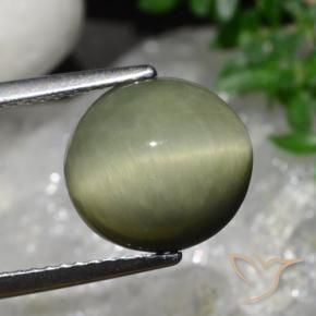 Quarzo Occhio di Gatto Army Green naturale da 5.58 ct, Ovale, Opaco