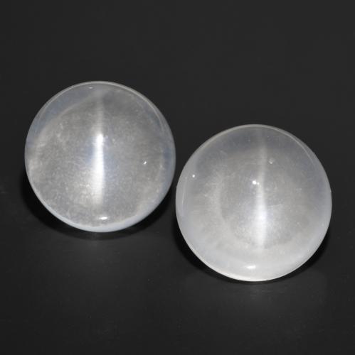 Quartz cat's eye naturale bianco da 13,12 ct, taglio rotondo, trasparente