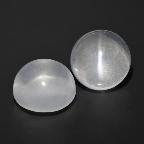 Quartz cat's eye naturale bianco da 13,12 ct, taglio rotondo, trasparente