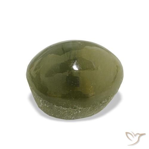 Quarzo Occhio di Gatto Verde giallastro naturale da 6.98 ct, Taglio ovale, Opaco