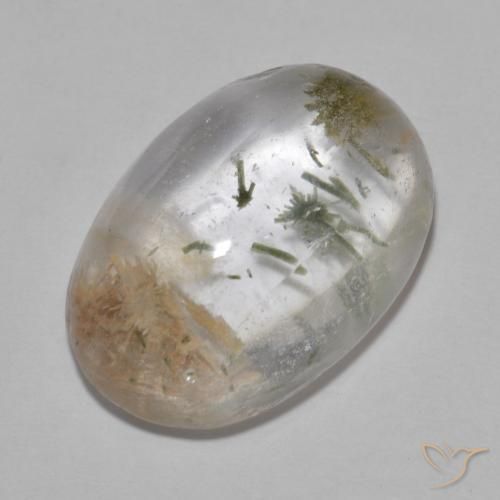 18.07ct Naturale Multicolore Quarzo con Hedenbergite, Ovale, Trasparente