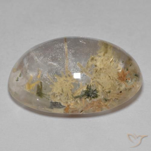 Quarzo con Hedenbergite Multicolore naturale da 19.85 ct, Ovale, Trasparente