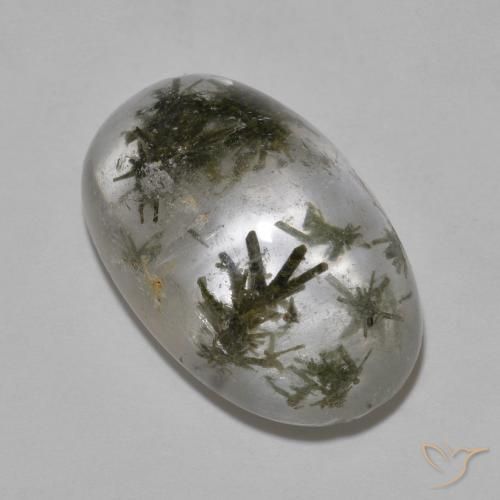 19.06ct Naturale Multicolore Quarzo con Hedenbergite, Ovale, Trasparente
