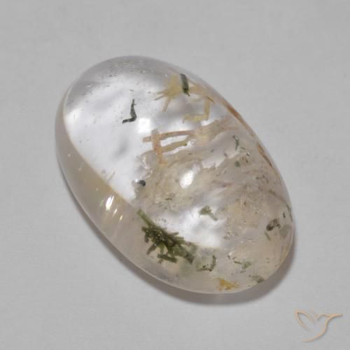 14.35ct Naturale Multicolore Quarzo Con Hedenbergite, Ovale, Trasparente