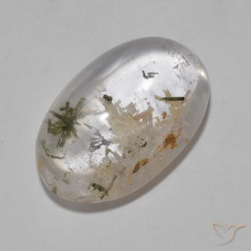 Quarzo con Hedenbergite Multicolore naturale da 14.35 ct, Ovale, Trasparente