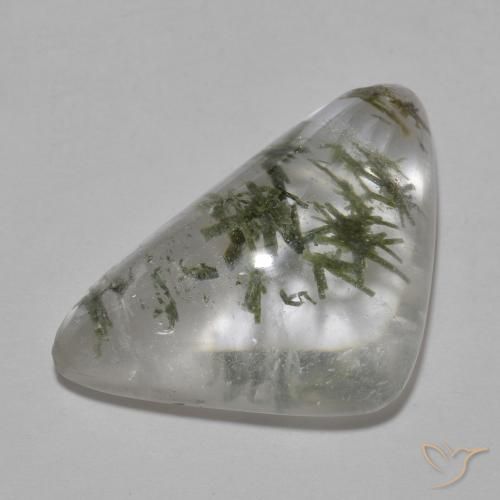 19.12ct Naturale Multicolore Quarzo Con Hedenbergite, Taglio trillion, Trasparente