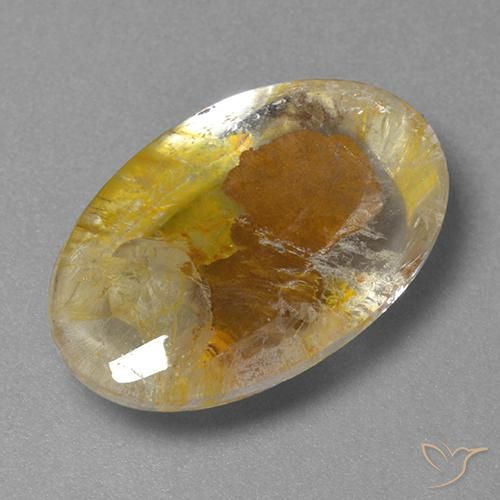 11.77ct Naturale Multicolore Quarzo Con Marcasite, Ovale, Trasparente