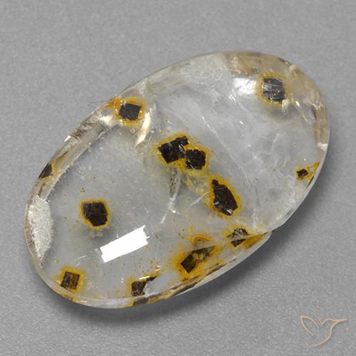 11.88ct Naturale Multicolore Quarzo Con Marcasite, Ovale, Trasparente