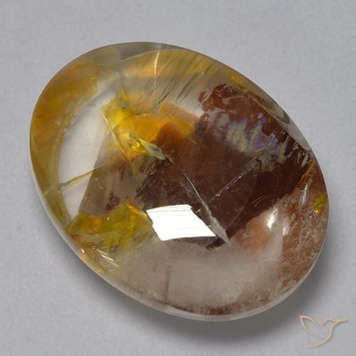 9.40ct Naturale Multicolore Quarzo con marcasite, Ovale, Trasparente