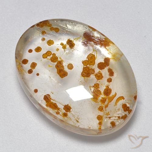 19.32ct Naturale Multicolore Quarzo Con Marcasite, Ovale, Trasparente