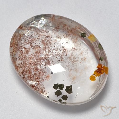 11.95ct Naturale Multicolore Quarzo Con Marcasite, Ovale, Trasparente