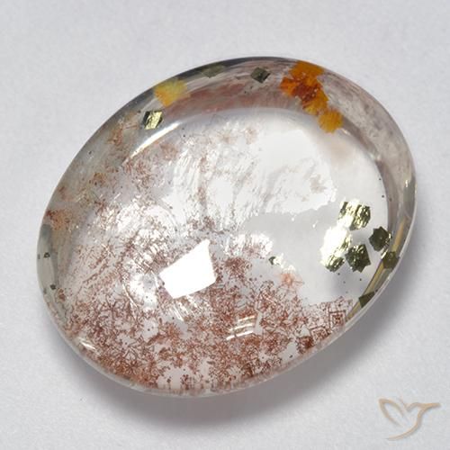 Quarzo con marcasite Multicolore naturale da 11.95 ct, Ovale, Trasparente