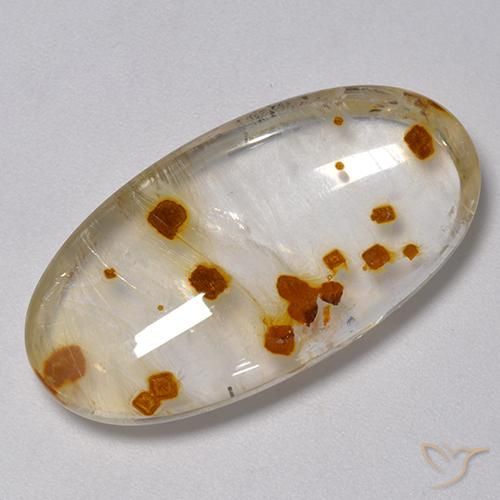 31.46ct Naturale Multicolore Quarzo Con Marcasite, Ovale, Trasparente